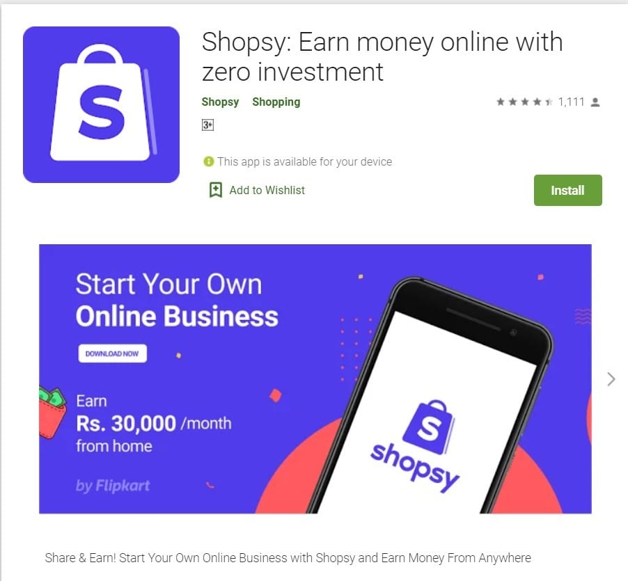 Downoading process of shopsy apk