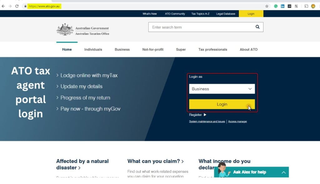 ATO tax login portal