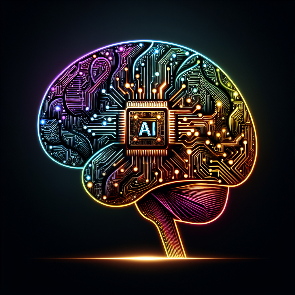 Futuristic AI brain neural network processing data